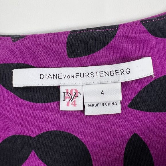 DIANE VON FURSTENBERG Reina Mini Dress Long Sleeve Purple Sheath Silk Size 4 DVF - Picture 6 of 12